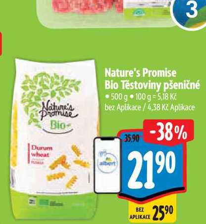   Nature's Promise Bio Těstoviny pšeničné  500 g  