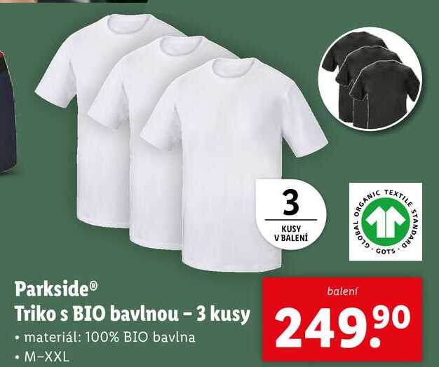 Parkside Triko s BIO bavlnou - 3 kusy 