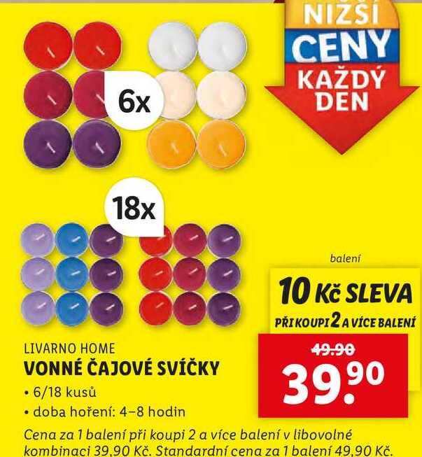 VONNÉ ČAJOVÉ SVÍČKY, 6/18 kusů