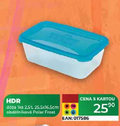 HDR dóza 1ks 2.5L 25,5x16.5cm obdélníková Polar Frost