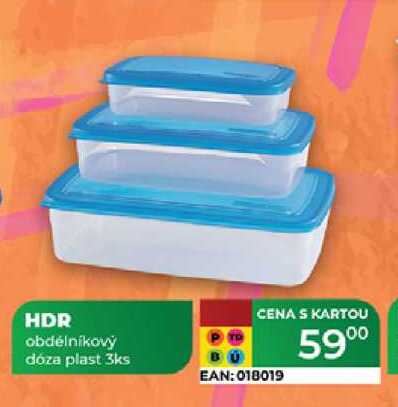 HDR obdélníkový dóza plast 3ks