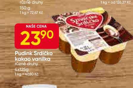 Pudink Srdíčko kakao vanilka různé druhy 4x125g 
