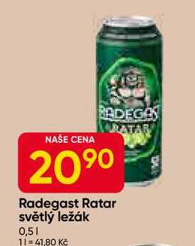 Radegast Ratar světlý ležák 0,5l