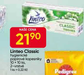 Linteo Classic hygienické papírové kapesniky 10 x 10 ks, 2-vrstvé 