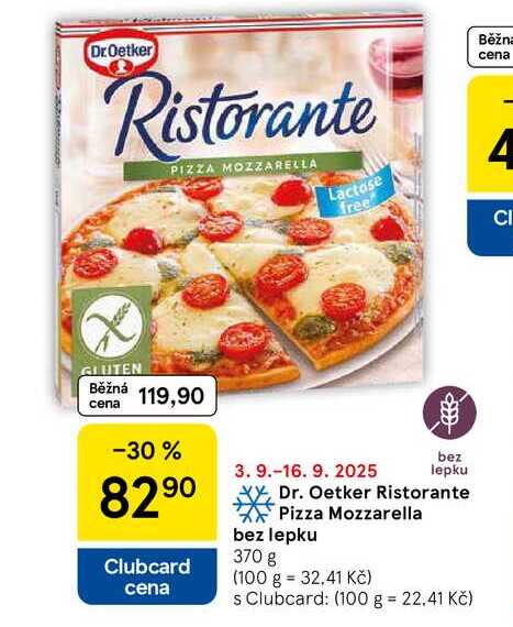 Dr. Oetker Ristorante Pizza Mozzarella bez lepku, 370 g 