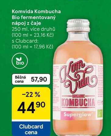 Komvida Kombucha Bio fermentovaný nápoj z čaje, 250 ml 
