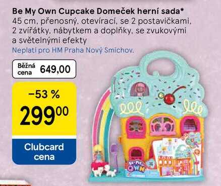 Be My Own Cupcake Domeček herní sada, 45 cm, přenosný, otevírací, se 2 postavičkami. 2 zvířátky, nábytkem a doplňky, se zvukovými a světelnými efekty 