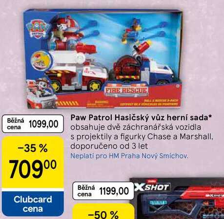 Paw Patrol Hasičský vůz herní sada, obsahuje dvě záchranářská vozidla s projektily a figurky Chase a Marshall 