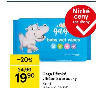 Gaga Dětské vlhčené ubrousky, 72 ks 