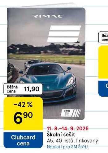 Školní sešit A5, 40 listů, linkovaný 