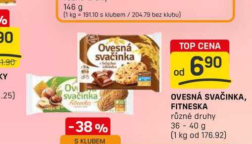 OVESNÁ SVAČINKA, FITNESKA různé druhy 36-40 g