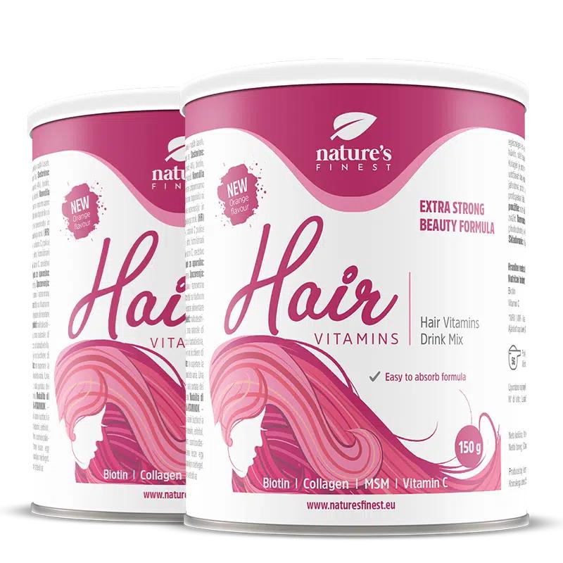 Hair Vitamins | 1+1 Zdarma | Kolagen pro vlasy | Biotin, Kolagen, MSM, Vitamin C | Podporuje Růst Vlasů | Snížuje Vypadávání Vlasů