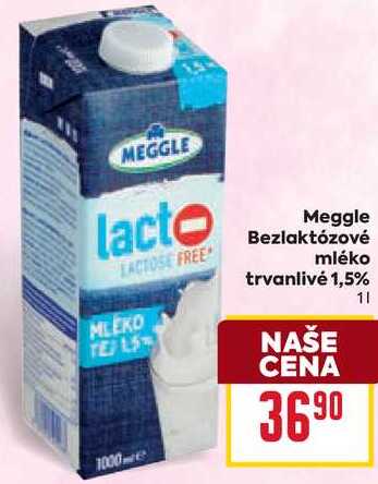 Meggle Bezlaktózové  mléko trvanlivé 1,5% 1l