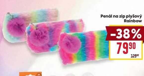 Penál na zip plyšový Rainbow