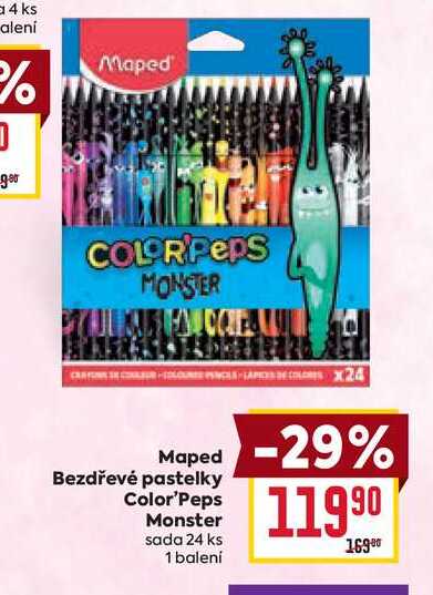 Maped Bezdřevé pastelky Color'Peps Monster sada 24 ks 1 balení