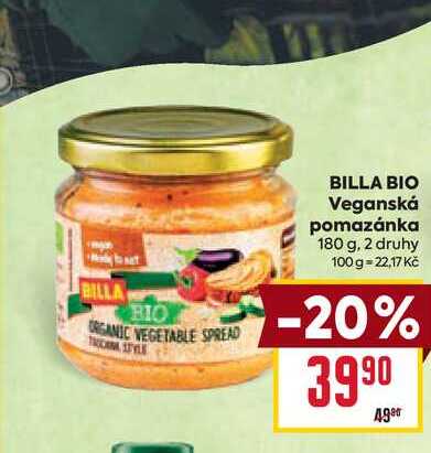 BILLA BIO Veganská pomazánka 180 g