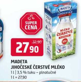 MADETA JIHOČESKÉ ČERSTVÉ MLÉKO 1 l