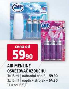 AIR MENLINE OSVĚŽOVAČ VZDUCHU 3x 15 ml