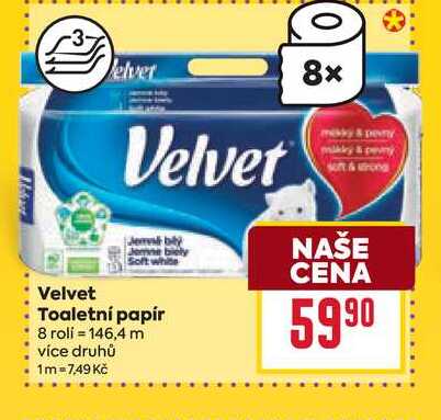 Velvet Toaletní papír 8 rolí