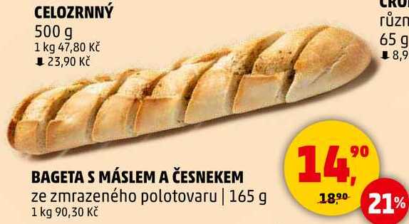 BAGETA S MÁSLEM A ČESNEKEM ze zmrazeného polotovaru, 165 g