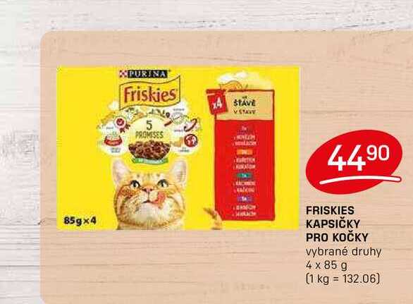 FRISKIES KAPSIČKY PRO KOČKY vybrané druhy 4 x 85 g