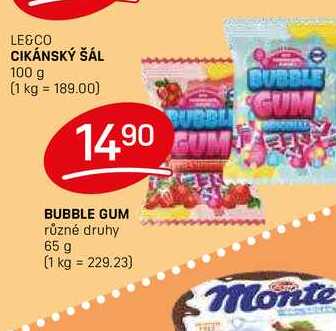 BUBBLE GUM různé druhy 65 g