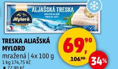 TRESKA ALJAŠSKÁ MYLORD mražená, 4x 100 g 