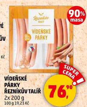 VÍDEŇSKÉ PÁRKY ŘEZNÍKŮV TALÍŘ, 2x 200 g