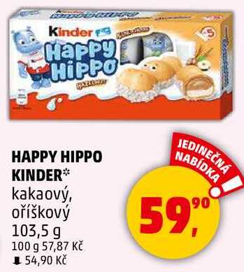HAPPY HIPPO KINDER kakaový, oříškový, 103,5 g  