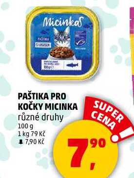 PAŠTIKA PRO KOČKY MICINKA různé druhy, 100 g  