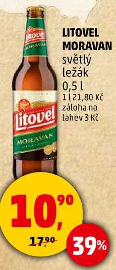 LITOVEL MORAVAN světlý ležák, 0,5 l
