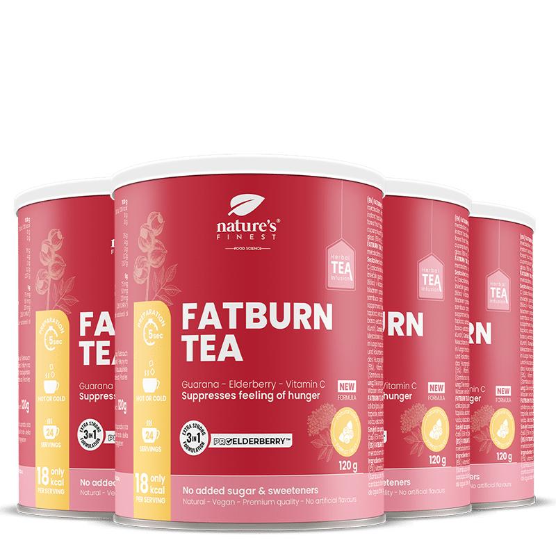 100% Organický Čaj na Hubnutí | 4 x FatBurn Tea with ProElderberry™ | Ostropestřec a Kozlík | Veganský | od Nature's Finest