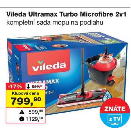 Vileda Ultramax Turbo Microfibre 2v1 kompletní sada mopu na podlahu 