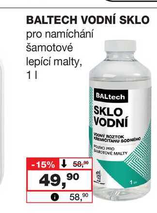 BALTECH VODNÍ SKLO pro namíchání šamotové lepící malty, 1l