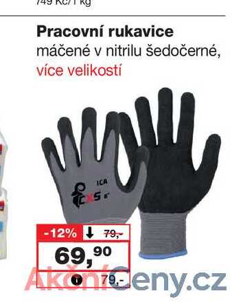 Pracovní rukavice máčené v nitrilu šedočerné