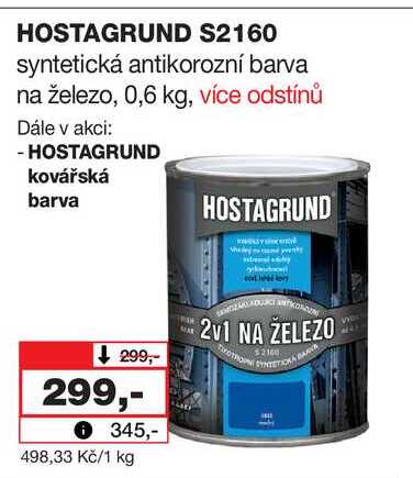 HOSTAGRUND S2160 syntetická antikorozní barva na železo, 0,6 kg, více odstínů
