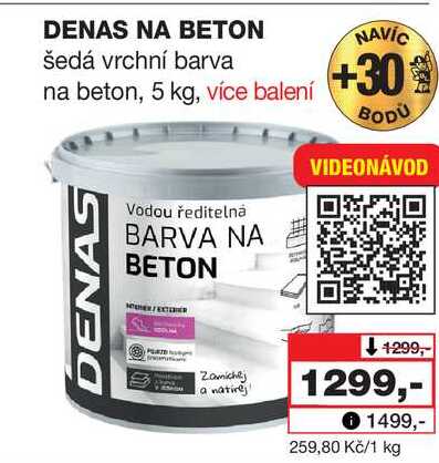 DENAS NA BETON šedá vrchní barva na beton, 5 kg