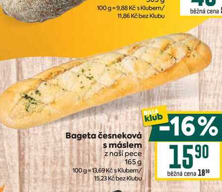 Bageta česneková s máslem z naší pece 165 g 