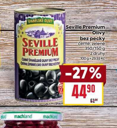 Seville Premium Olivy bez pecky černé, zelené 350/150 g 