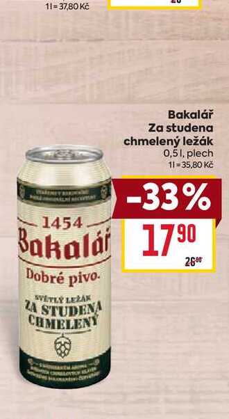 Bakalář Za studena chmelený ležák 0,5l, plech 