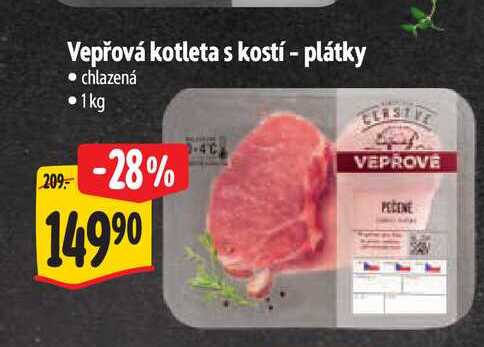 Vepřová kotleta s kostí - plátky 1 kg