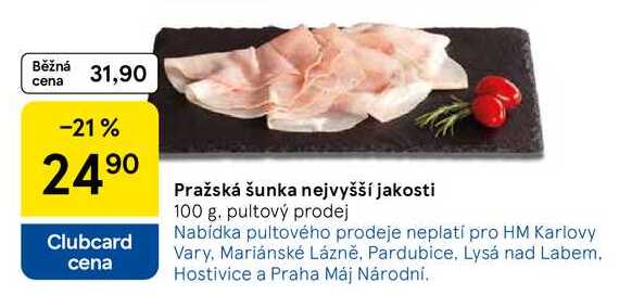 Pražská šunka nejvyšší jakosti, 100 g 