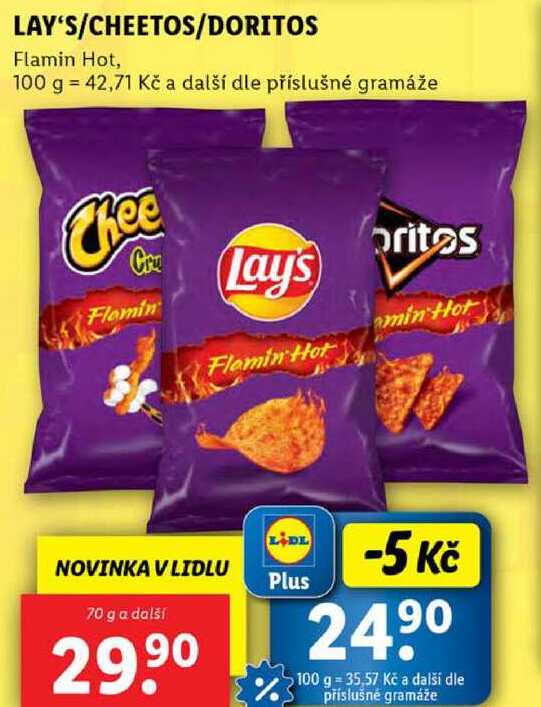 LAY'S/CHEETOS/DORITOS, 70 g a další