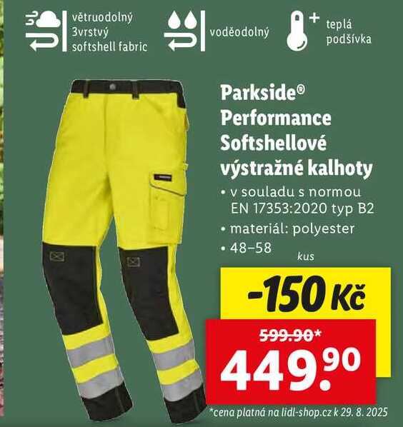 ParksideⓇ Performance Softshellové výstražné kalhoty 