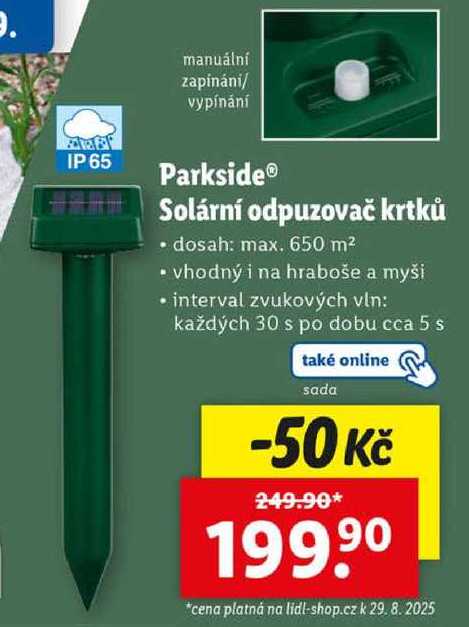 Parkside® Solární odpuzovač krtků 