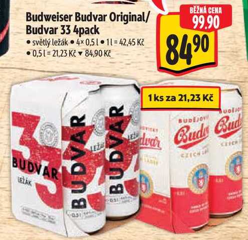 Budweiser Budvar Original, 4x 0,5 l 