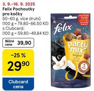 Felix Pochoutky pro kočky, 50-60 g, více druhů 