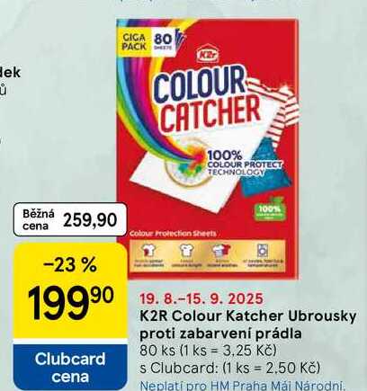 K2R Colour Katcher Ubrousky proti zabarvení prádla, 80 ks  