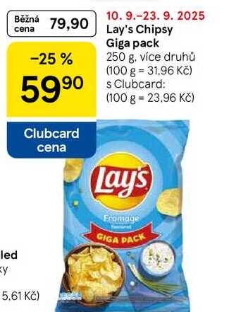 Lay's Chipsy Giga pack, 250 g, více druhů  