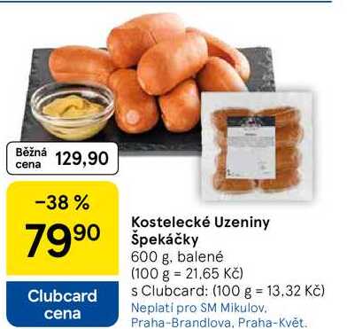 Kostelecké uzeniny Špekáčky, 600 g, balené  